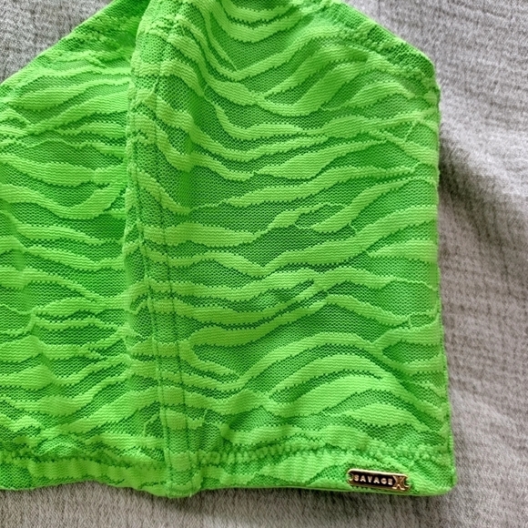 Savage x Fenty All Over Me Lace Bandeau Bralette green sz 1X - Picture 4 of 9
